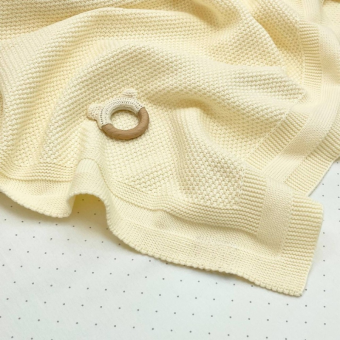 Paturica bebe Cosy tricotata din bumbac milky (3)